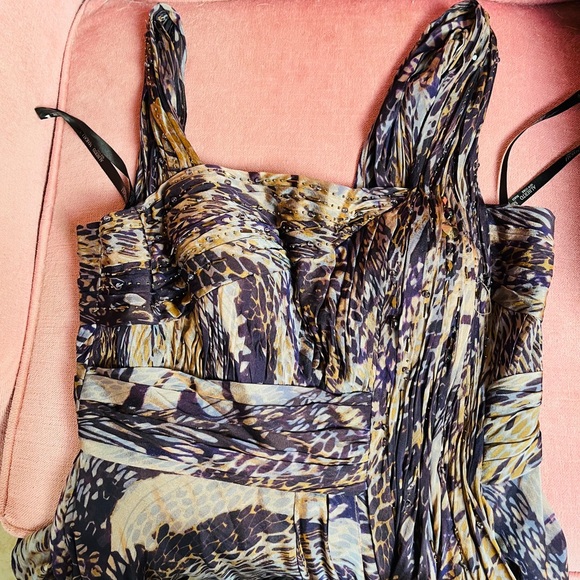 Rare Alberto Makali Silk geometric abstract print cocktail dress size 10 - Picture 15 of 16